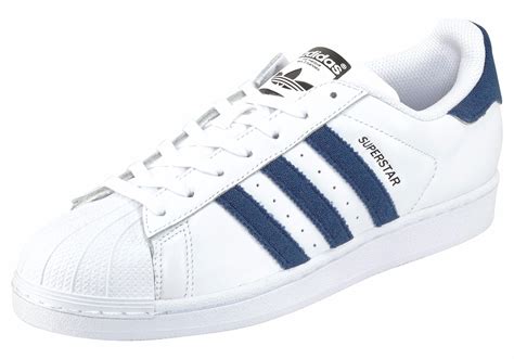 adidas sneaker wit met donkerblauwe streep|Witte sneakers .